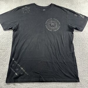 American Fighter Shirt Mens 2XL Tripple Black AOP Graphics MMA Fighting Distress